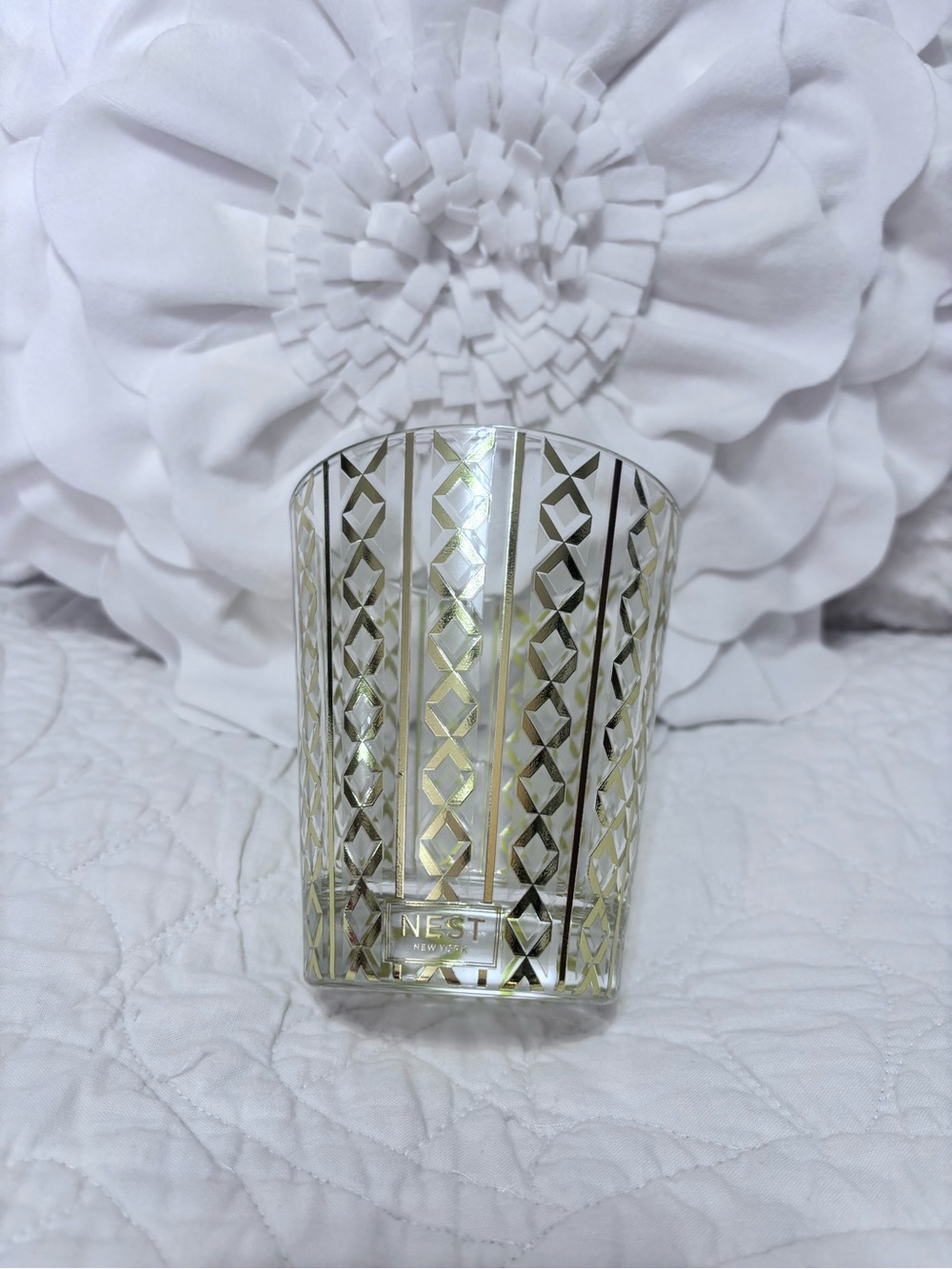 NEST New York Gold Geometric Candle Vessel